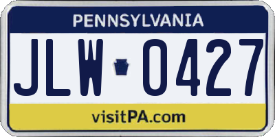 PA license plate JLW0427