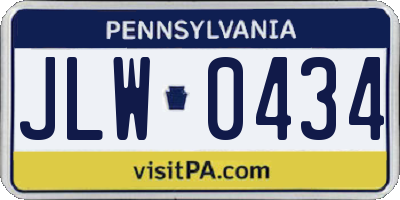 PA license plate JLW0434