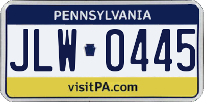 PA license plate JLW0445
