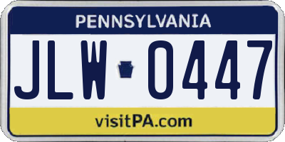 PA license plate JLW0447