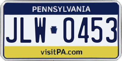 PA license plate JLW0453
