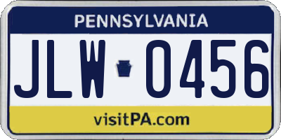 PA license plate JLW0456