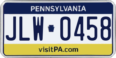 PA license plate JLW0458
