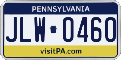 PA license plate JLW0460