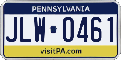 PA license plate JLW0461