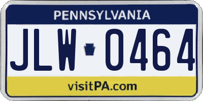PA license plate JLW0464