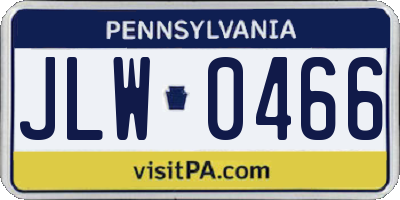 PA license plate JLW0466