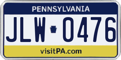 PA license plate JLW0476