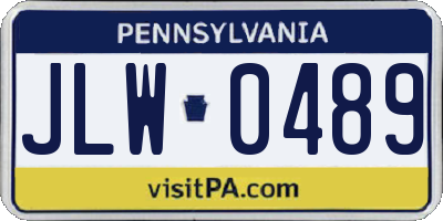 PA license plate JLW0489