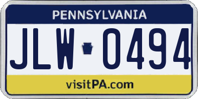 PA license plate JLW0494