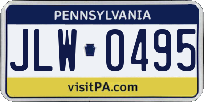PA license plate JLW0495