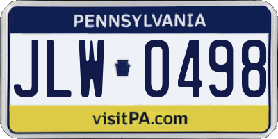 PA license plate JLW0498