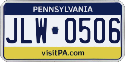 PA license plate JLW0506