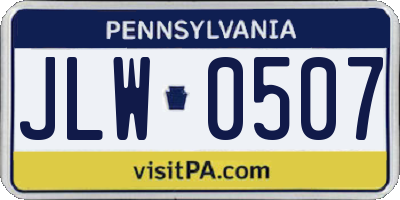 PA license plate JLW0507
