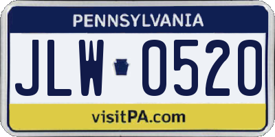 PA license plate JLW0520