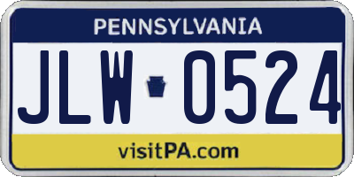 PA license plate JLW0524