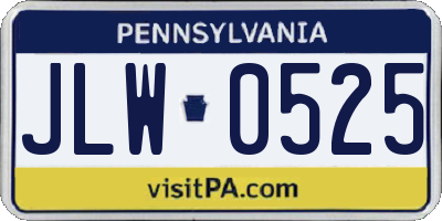 PA license plate JLW0525