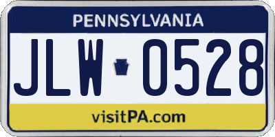 PA license plate JLW0528
