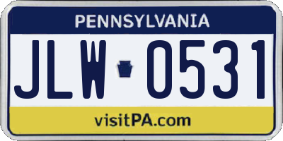 PA license plate JLW0531