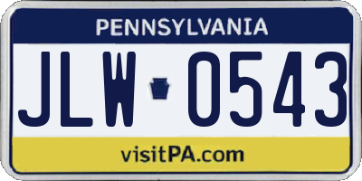 PA license plate JLW0543