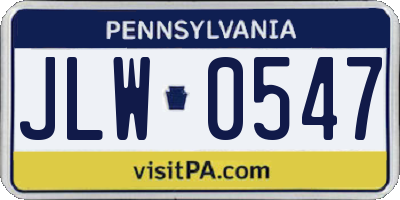 PA license plate JLW0547