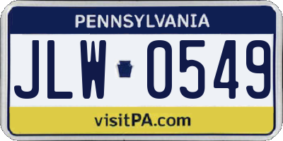 PA license plate JLW0549