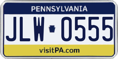 PA license plate JLW0555