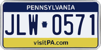 PA license plate JLW0571