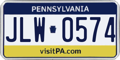 PA license plate JLW0574