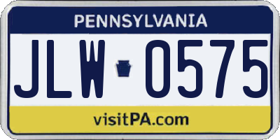 PA license plate JLW0575