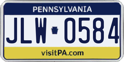 PA license plate JLW0584