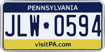 PA license plate JLW0594
