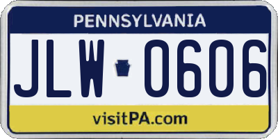 PA license plate JLW0606