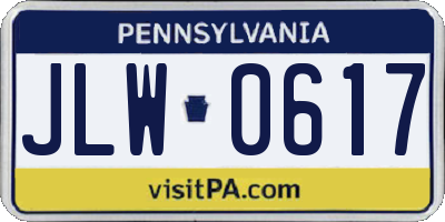 PA license plate JLW0617