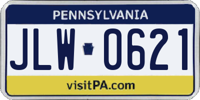 PA license plate JLW0621