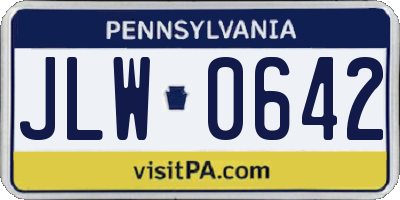 PA license plate JLW0642