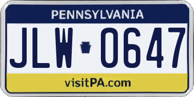 PA license plate JLW0647