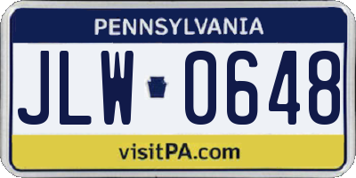 PA license plate JLW0648