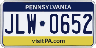 PA license plate JLW0652
