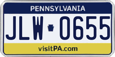 PA license plate JLW0655
