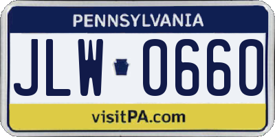PA license plate JLW0660