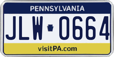 PA license plate JLW0664