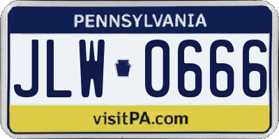 PA license plate JLW0666