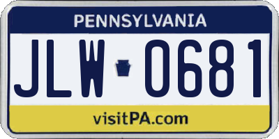 PA license plate JLW0681