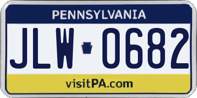 PA license plate JLW0682