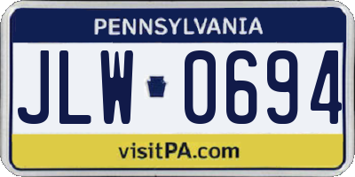 PA license plate JLW0694