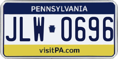PA license plate JLW0696