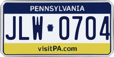 PA license plate JLW0704