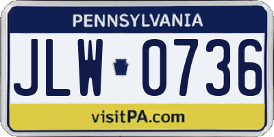 PA license plate JLW0736