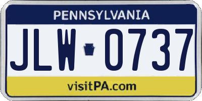 PA license plate JLW0737